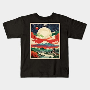 Kyoto Japan Starry Night Vintage Tourism Travel Kids T-Shirt